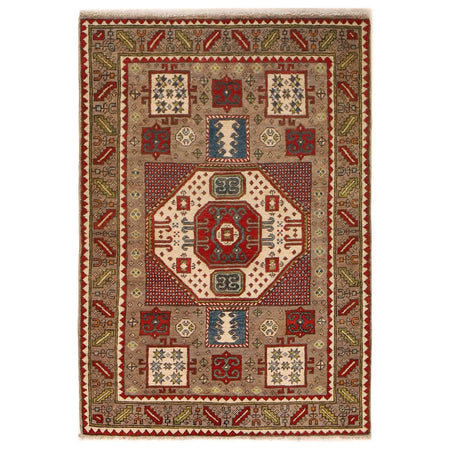 Mamluk Area Rug Handmade Brown Medallion 3x5 ft