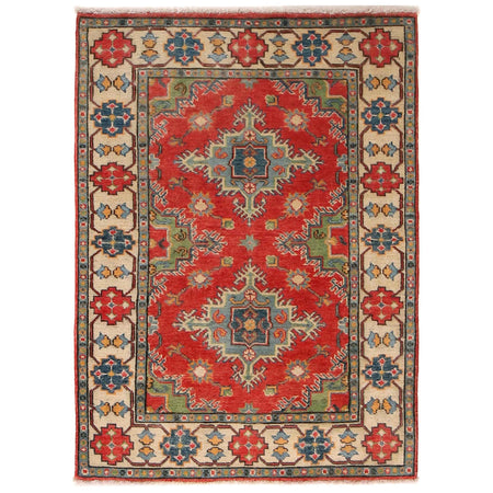 Kazak Rug Handmade Red Medallion 3x5 ft