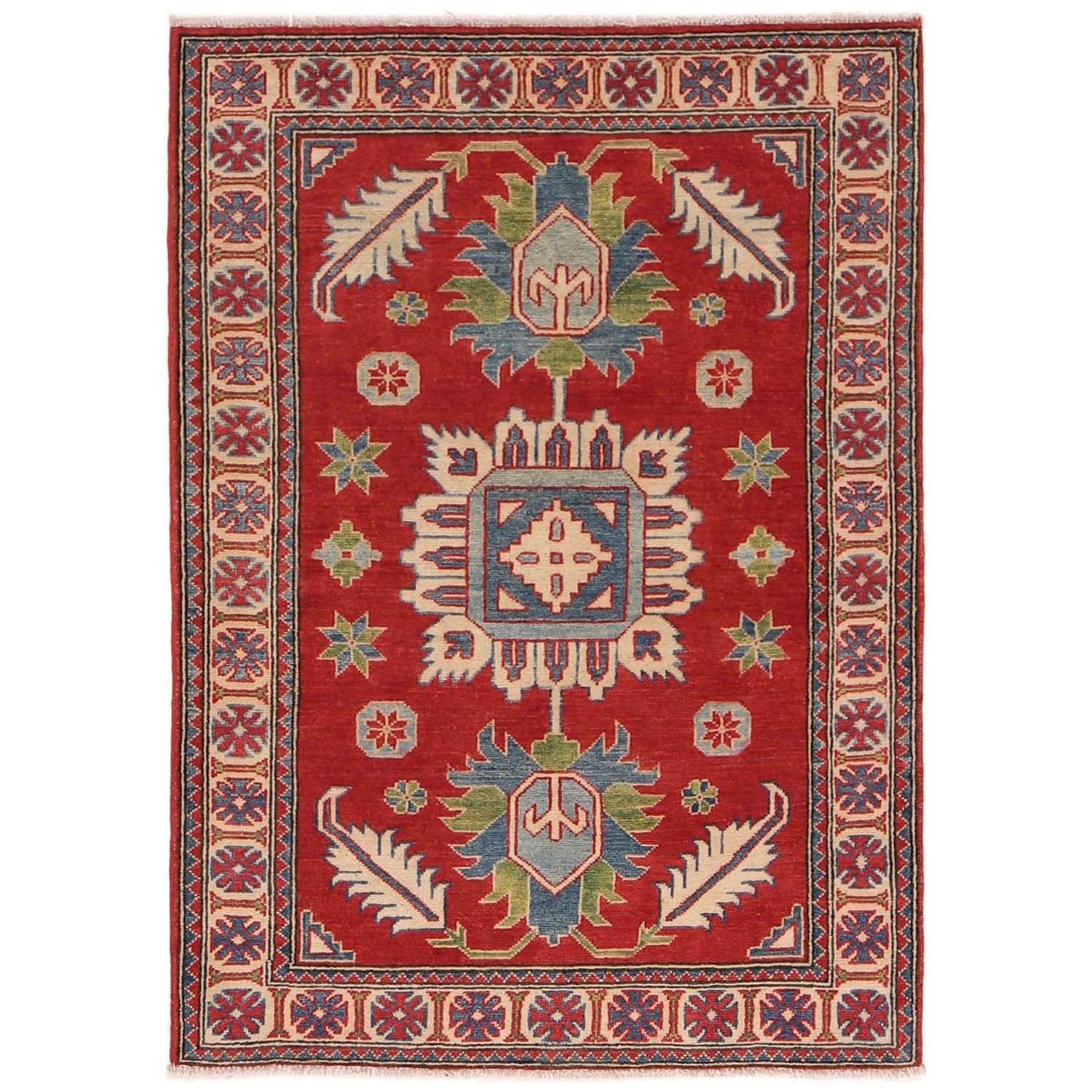 Kazak Rug Handmade Red Medallion 3x5 ft