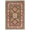 Kazak Rug Handmade Green Medallion 3x5 ft