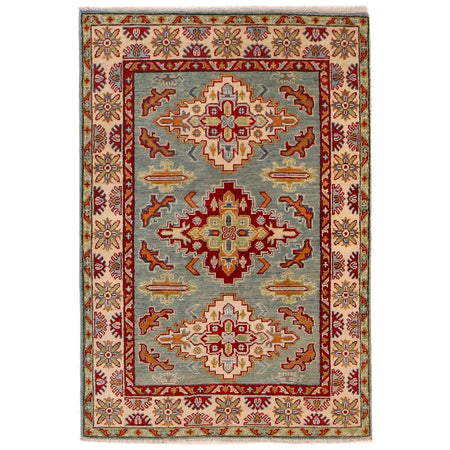 Kazak Rug Handmade Blue Medallion 3x5 ft