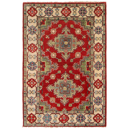 Kazak Rug Handmade Red Medallion 3x5 ft
