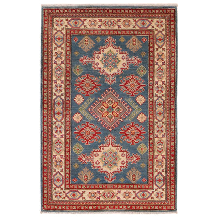 Kazak Rug Handmade Blue Medallion 3x5 ft