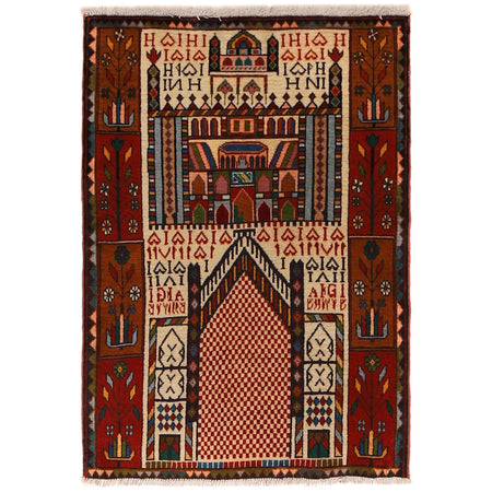 Baluchi Rug Handmade Multi Prayer Design 2x4 ft