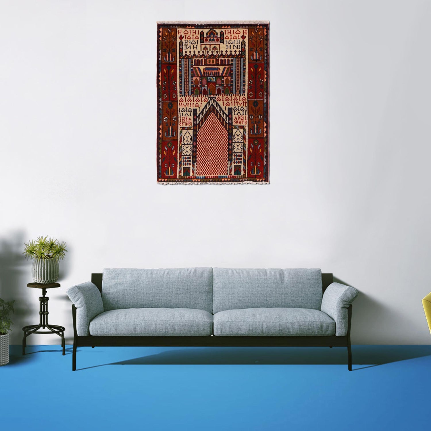 Baluchi Rug Handmade Multi Prayer Design 2x4 ft