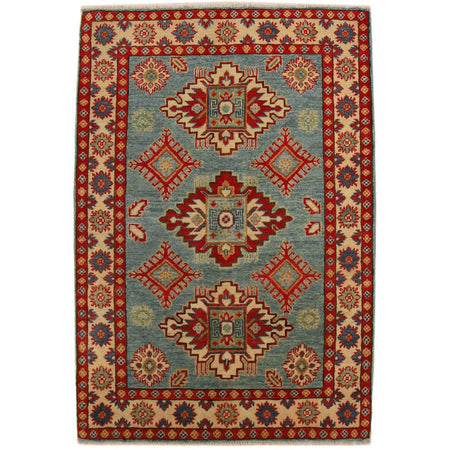 Kazak Rug Handmade Blue Medallion 3x5 ft