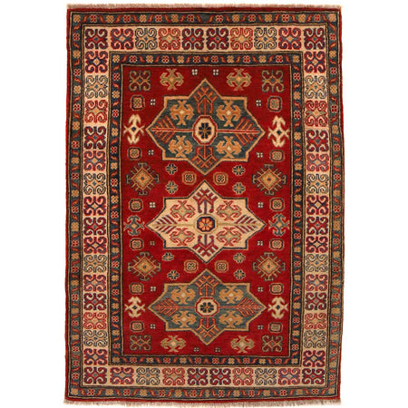 Kazak Rug Handmade Red Medallion 3x5 ft