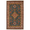 Kazak Rug Handmade Blue Medallion 3x5 ft