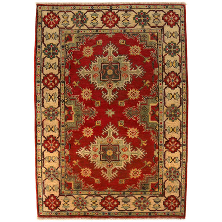 Kazak Rug Handmade Red Medallion 3x5 ft