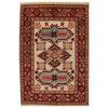 Kazak Rug Handmade Beige Medallion 2x4 ft