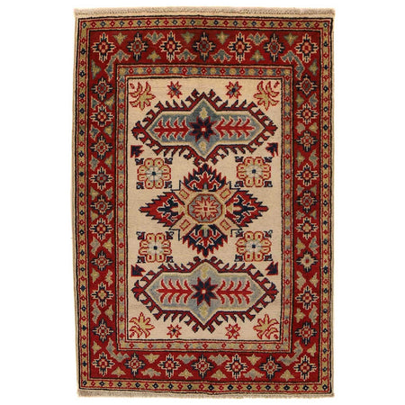 Kazak Rug Handmade Beige Medallion 2x4 ft