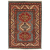 Kazak Rug Handmade Blue Medallion 2x4 ft
