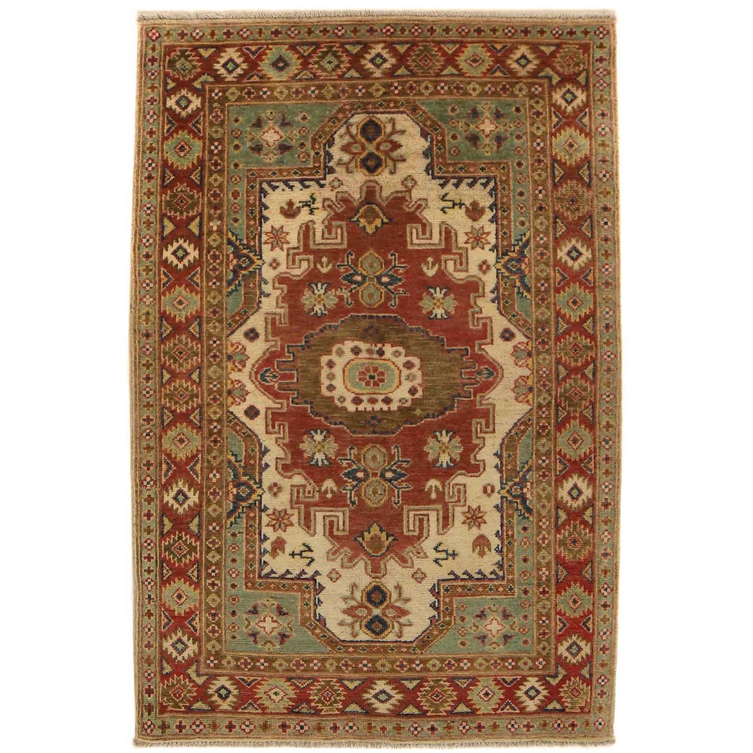 Heriz Area Rug Handmade Multi Medallion 3x5 ft