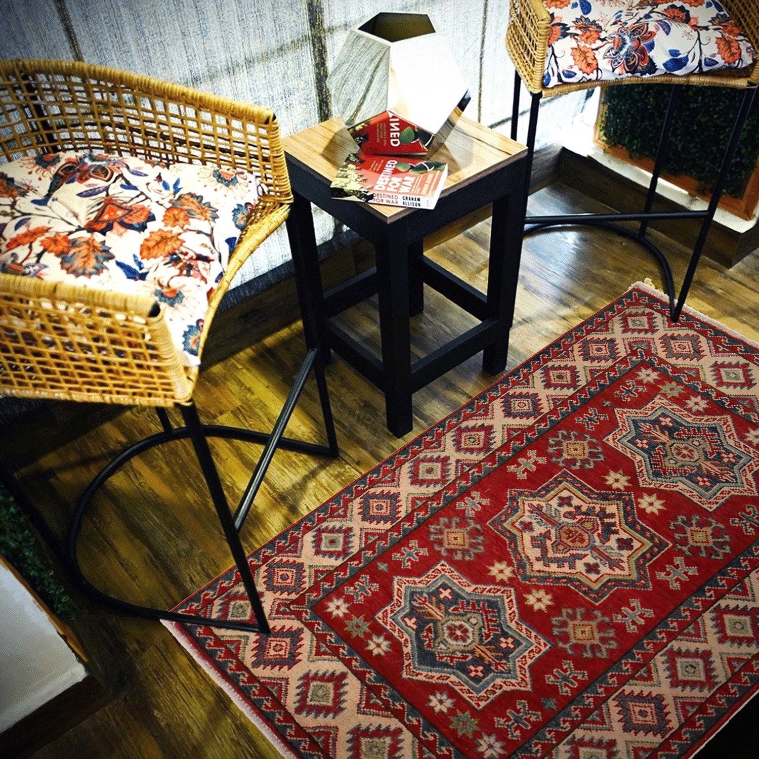 Kazak Rug Handmade Red Medallion 3x5 ft