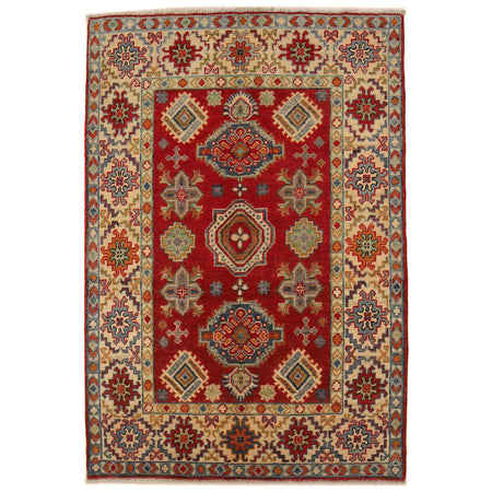 Kazak Rug Handmade Red Medallion 3x5 ft