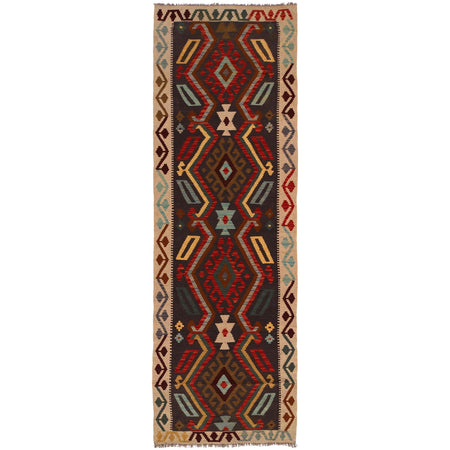 Handmade Multi Kilim Geometric 10' Runner
