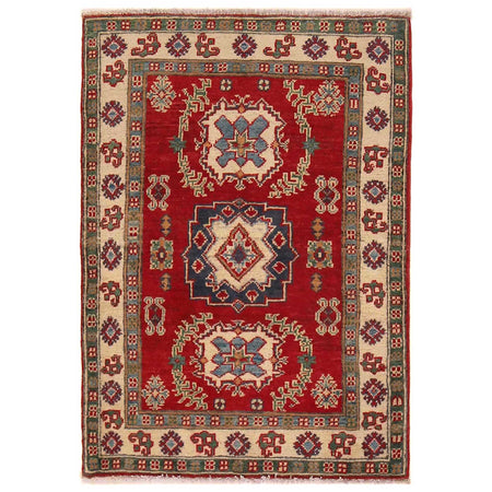 Kazak Rug Handmade Red Medallion 2x4 ft