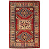 Kazak Rug Handmade Red Medallion 2x4 ft