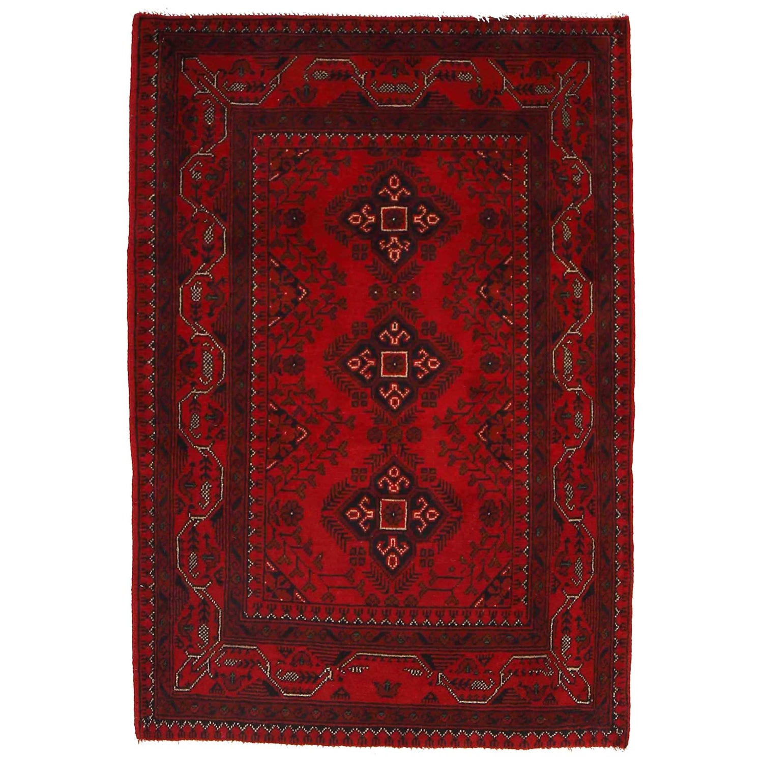 Khal Mohammadi Rug Handmade Red 3x5 ft