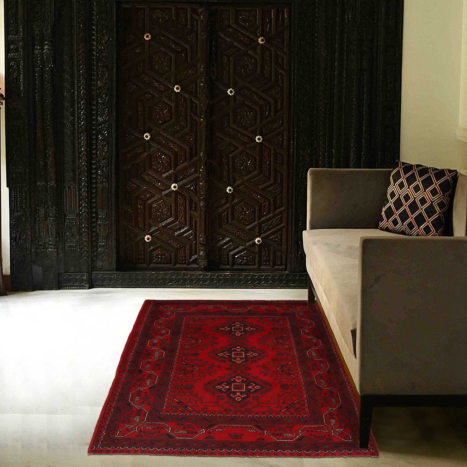 Khal Mohammadi Rug Handmade Red 3x5 ft