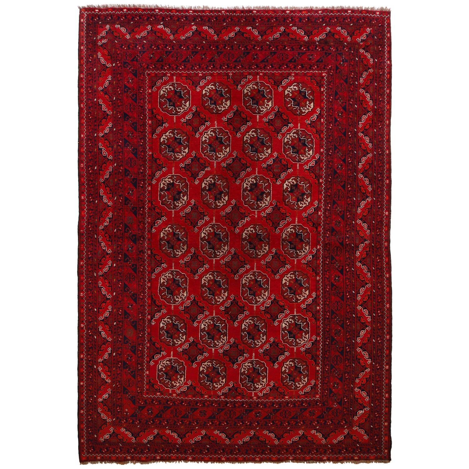 Bokhara Rug Handmade Vibrant Red Medallion 7x10 ft