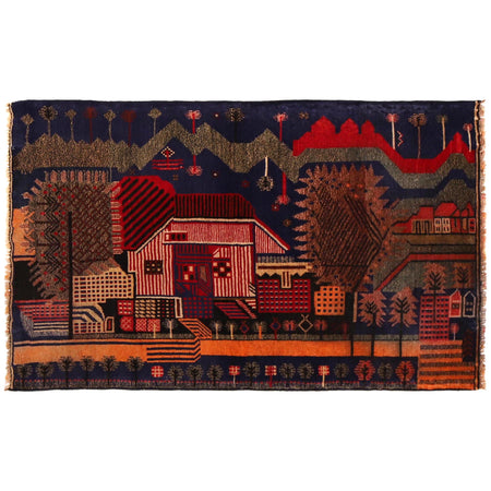 Pictorial Rug Handmade Multi Design