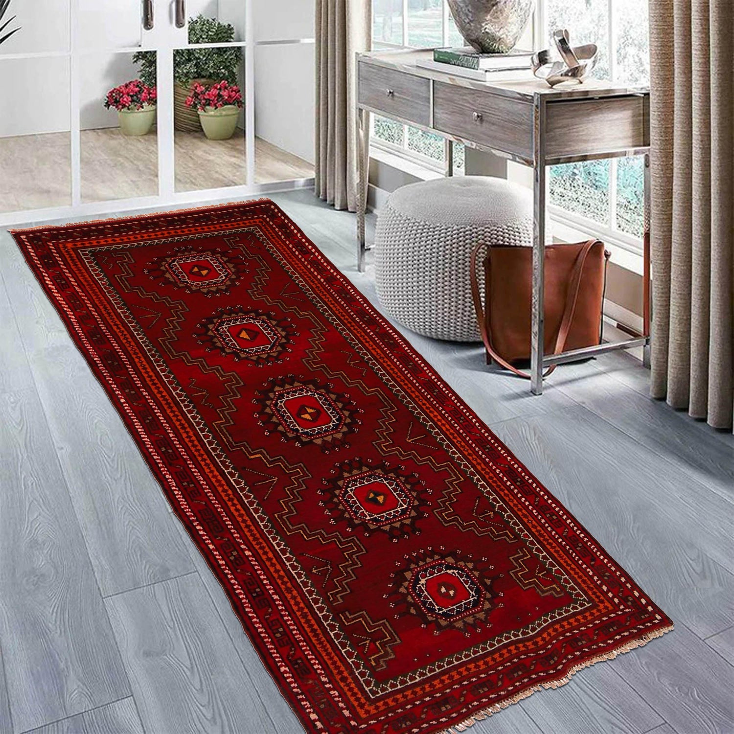 Baluchi Runner Rug Handmade Red 6' Runner