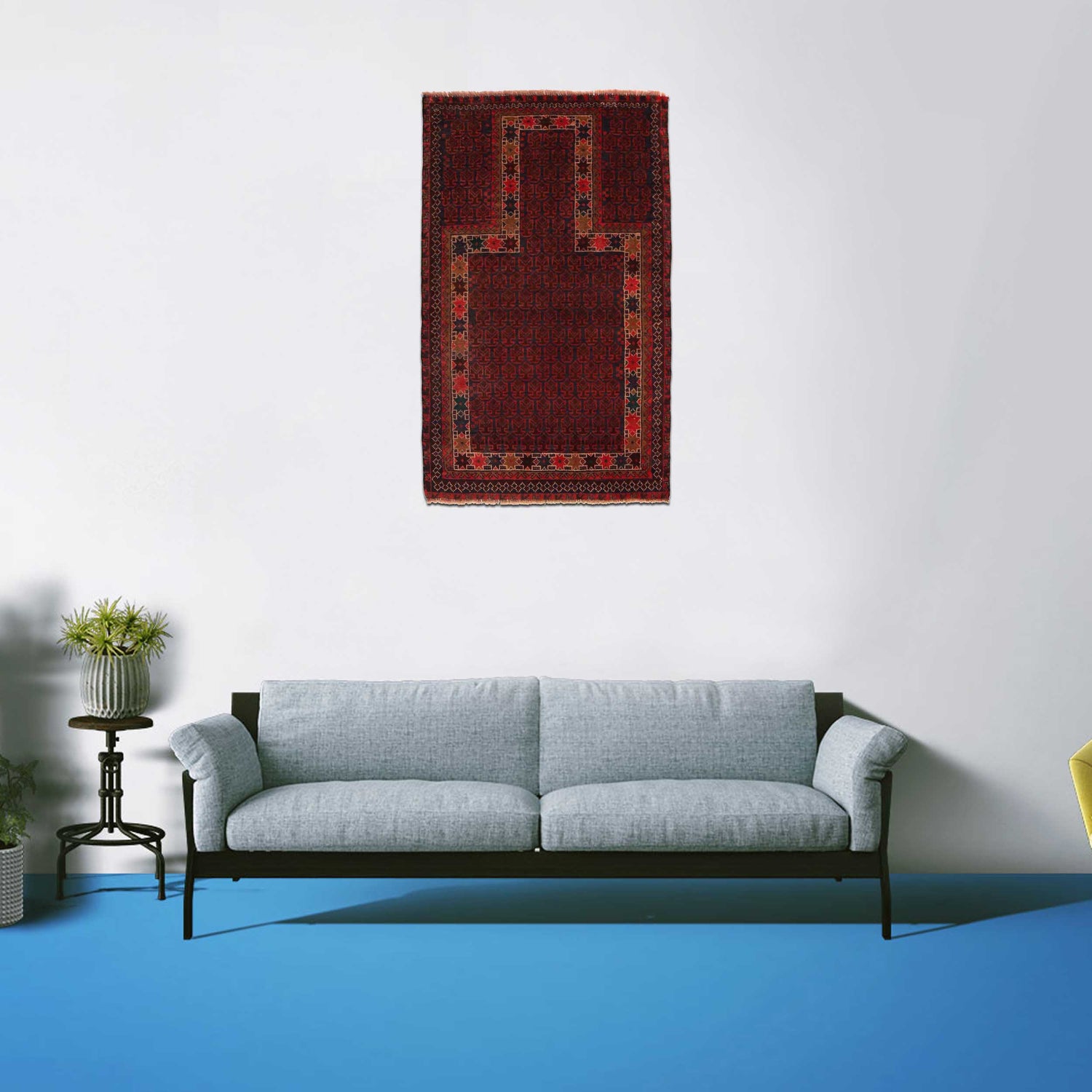 Baluchi Rug Handmade Red Prayer Design 3x5 ft