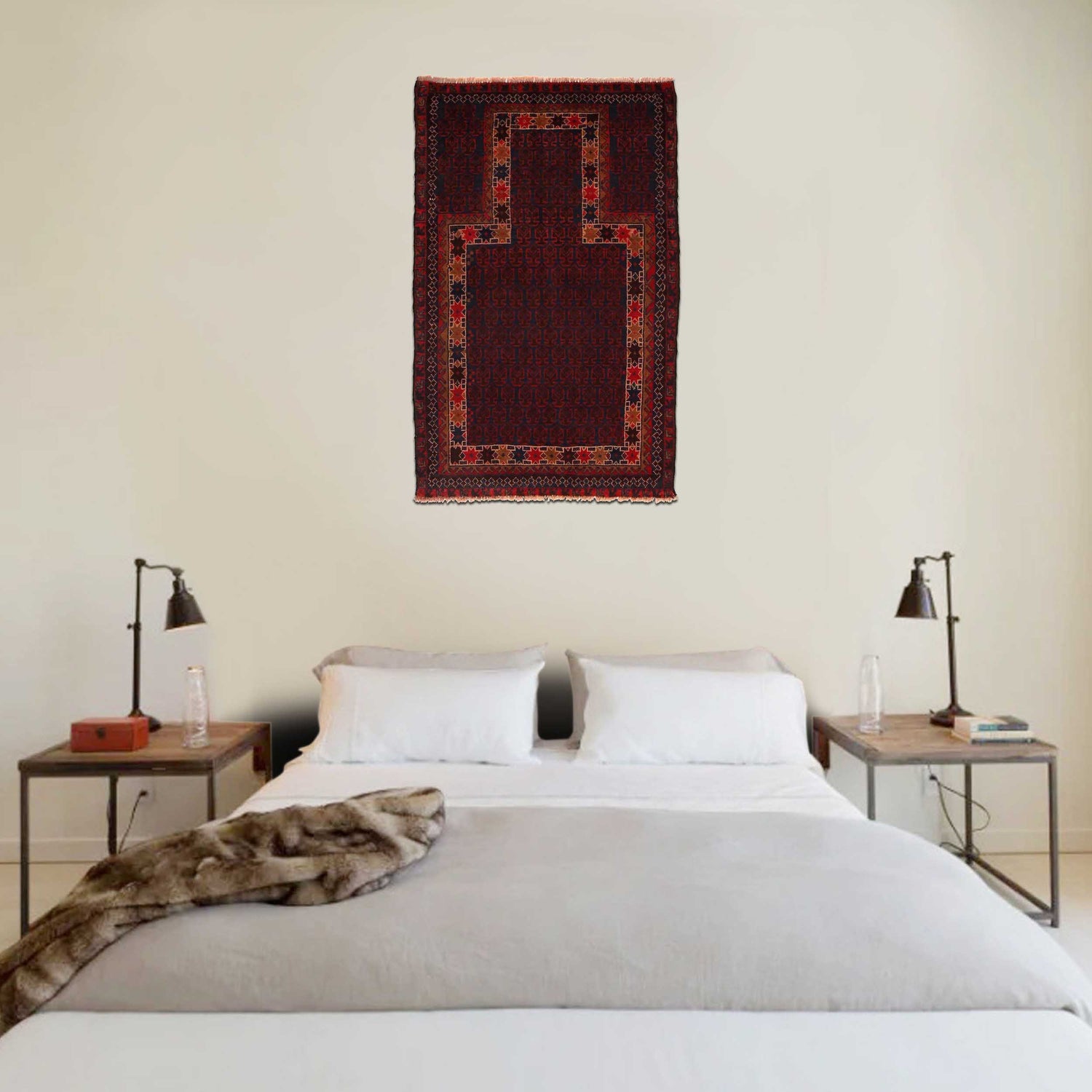 Baluchi Rug Handmade Red Prayer Design 3x5 ft