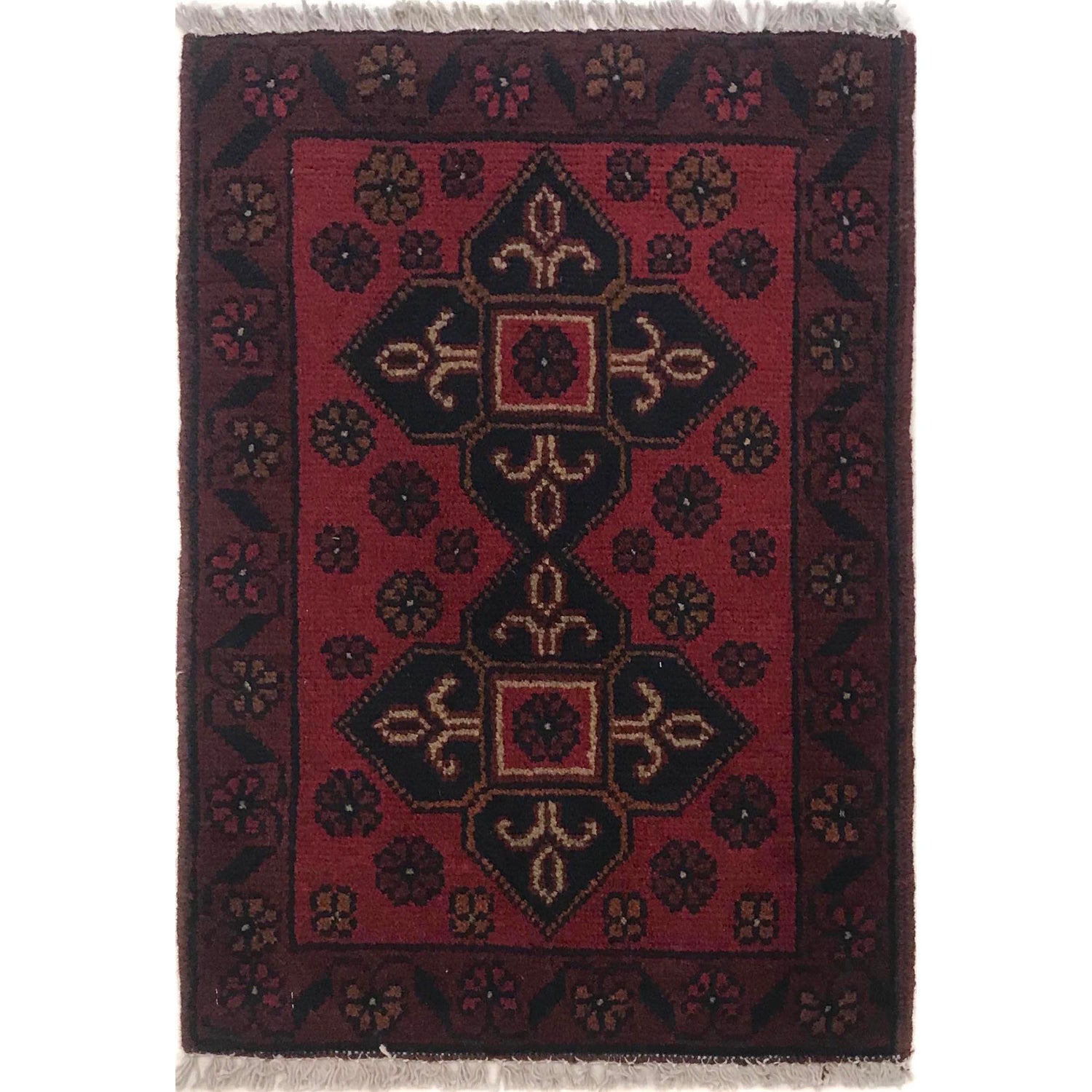 Handmade Wool Doormat Red Floral
