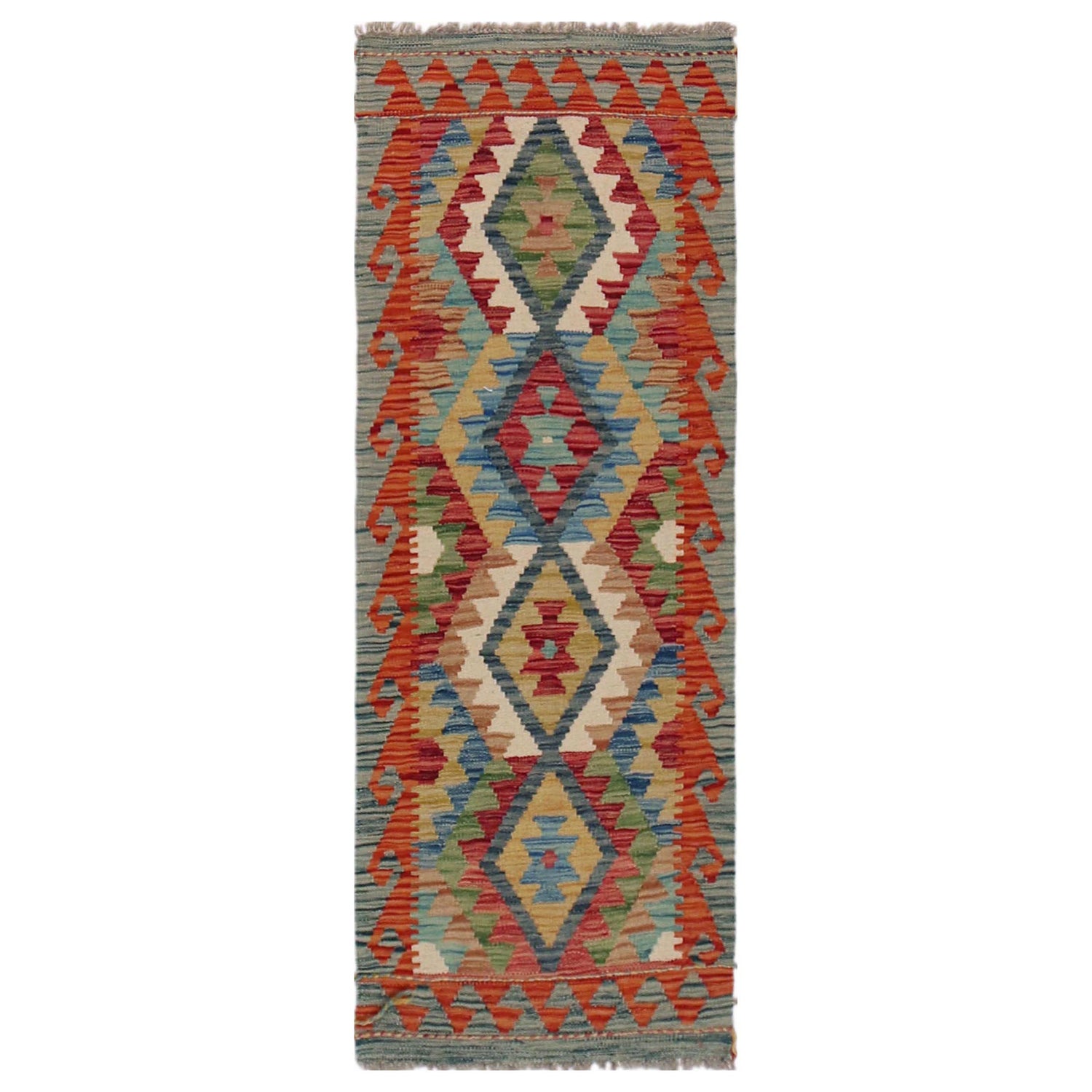 Handmade Multi Kilim Geometric 5' Runner