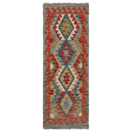 Handmade Multi Kilim Geometric 5' Runner