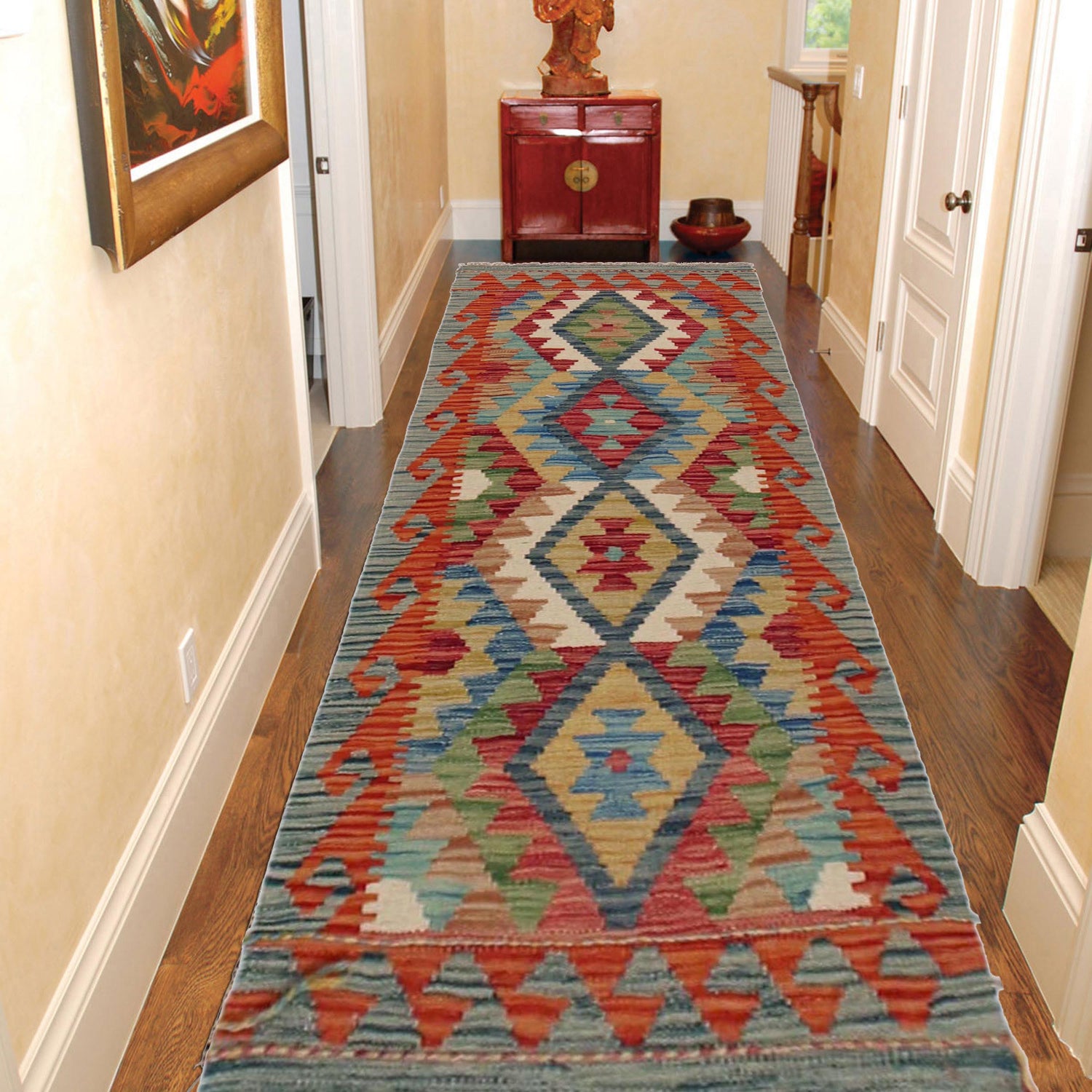 Handmade Multi Kilim Geometric 5' Runner