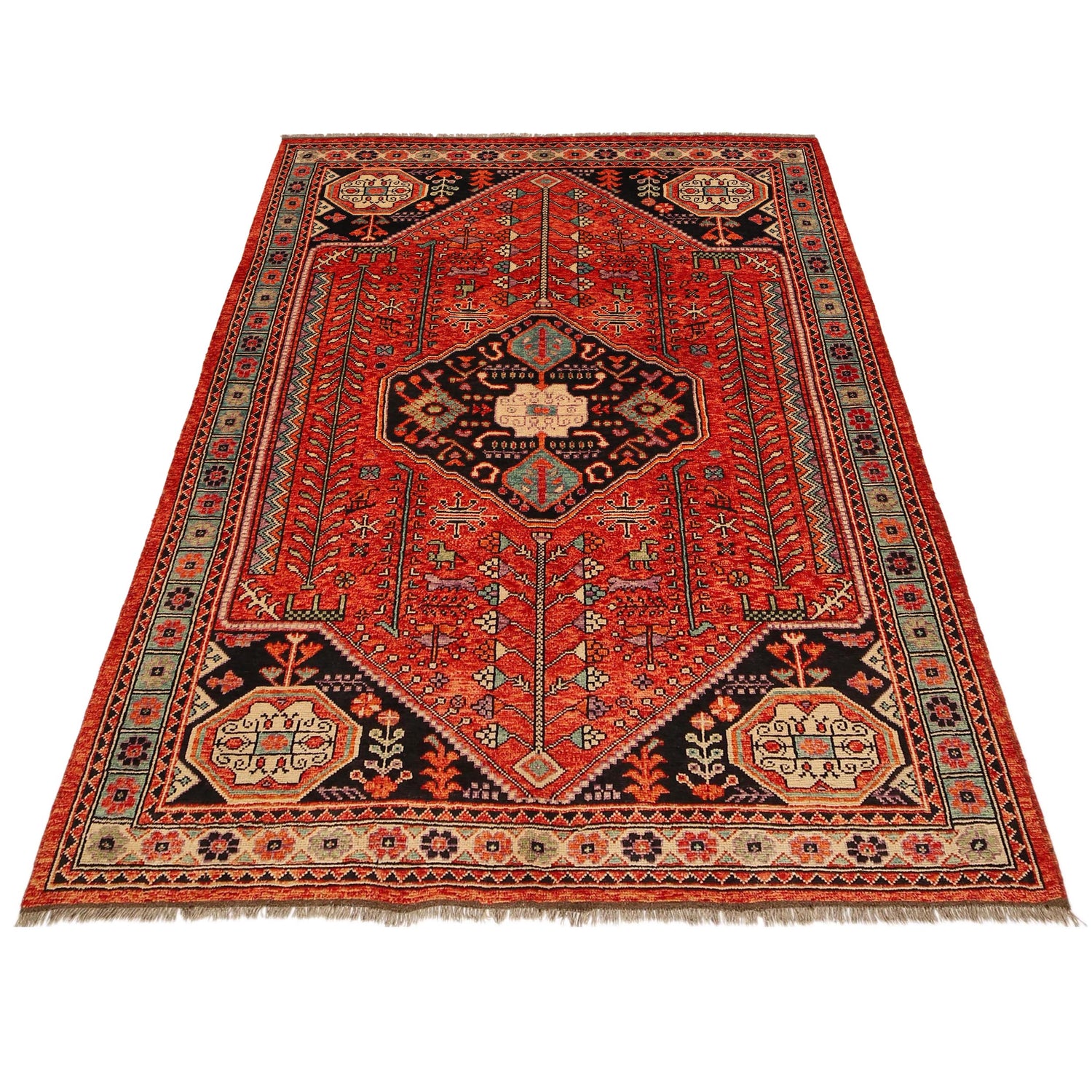 Shirazi Area Rug Handmade Red Medallion 7x10 ft