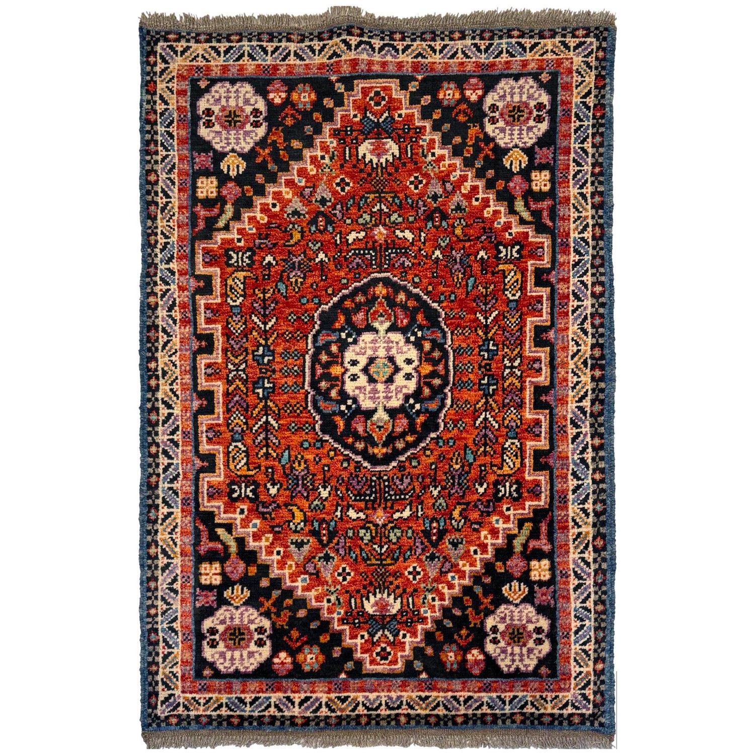 Shirazi Area Rug Handmade Red Medallion 3x5 ft