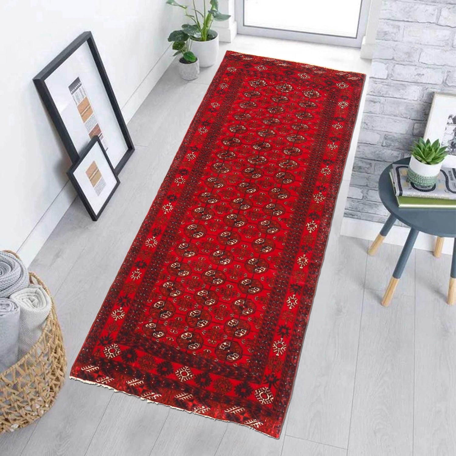 Bokhara Rug Handmade Vibrant Red Medallion 6' Runner