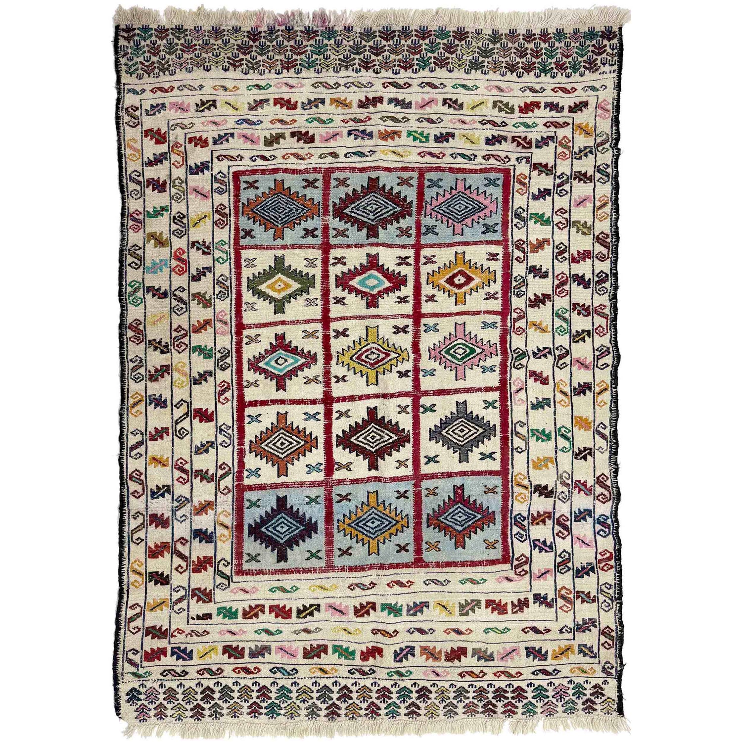 Soumak Kilim Area Rug Handmade Multi Pictorial 4x6 ft