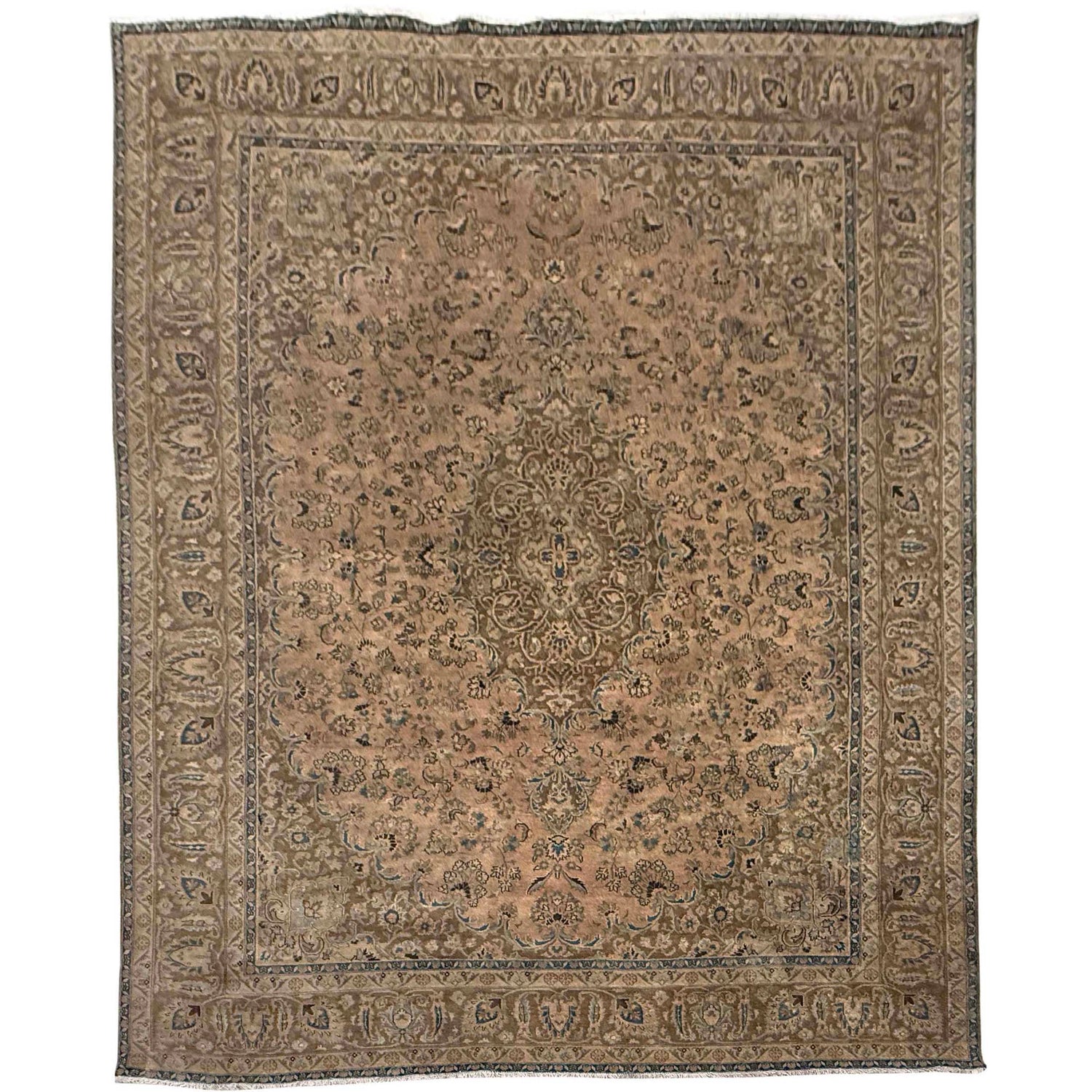 Kashan Area Rug Handmade Multi Medallion 10x13 ft