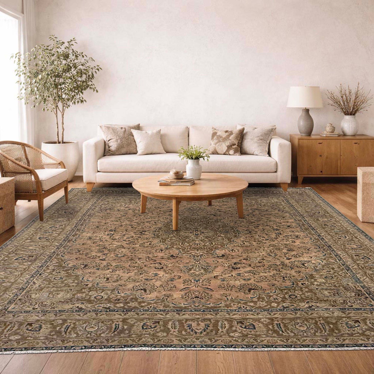 Kashan Area Rug Handmade Multi Medallion 10x13 ft