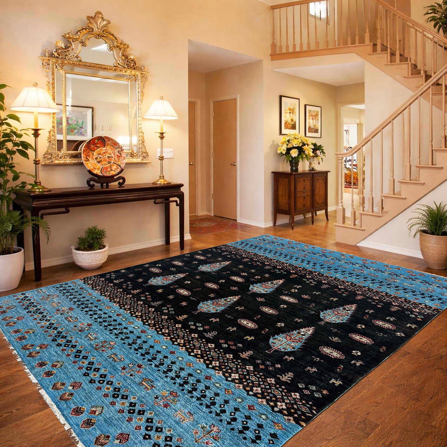 Tree Of Life Area Rug Handmade Multi Floral 7x10 ft
