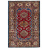 Kazak Rug Handmade Red Medallion 4x6 ft