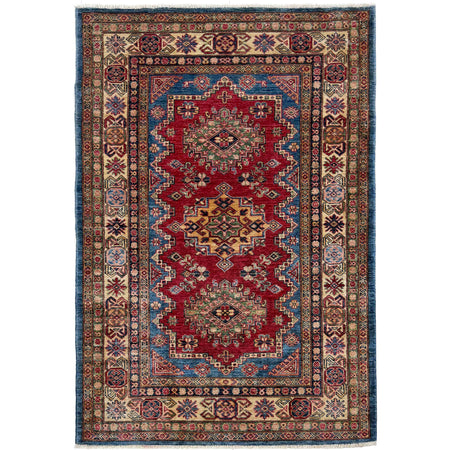 Kazak Rug Handmade Red Medallion 4x6 ft