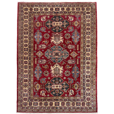 Kazak Rug Handmade Red Medallion 5x8 ft