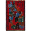 Pictorial Rug Handmade Red Design