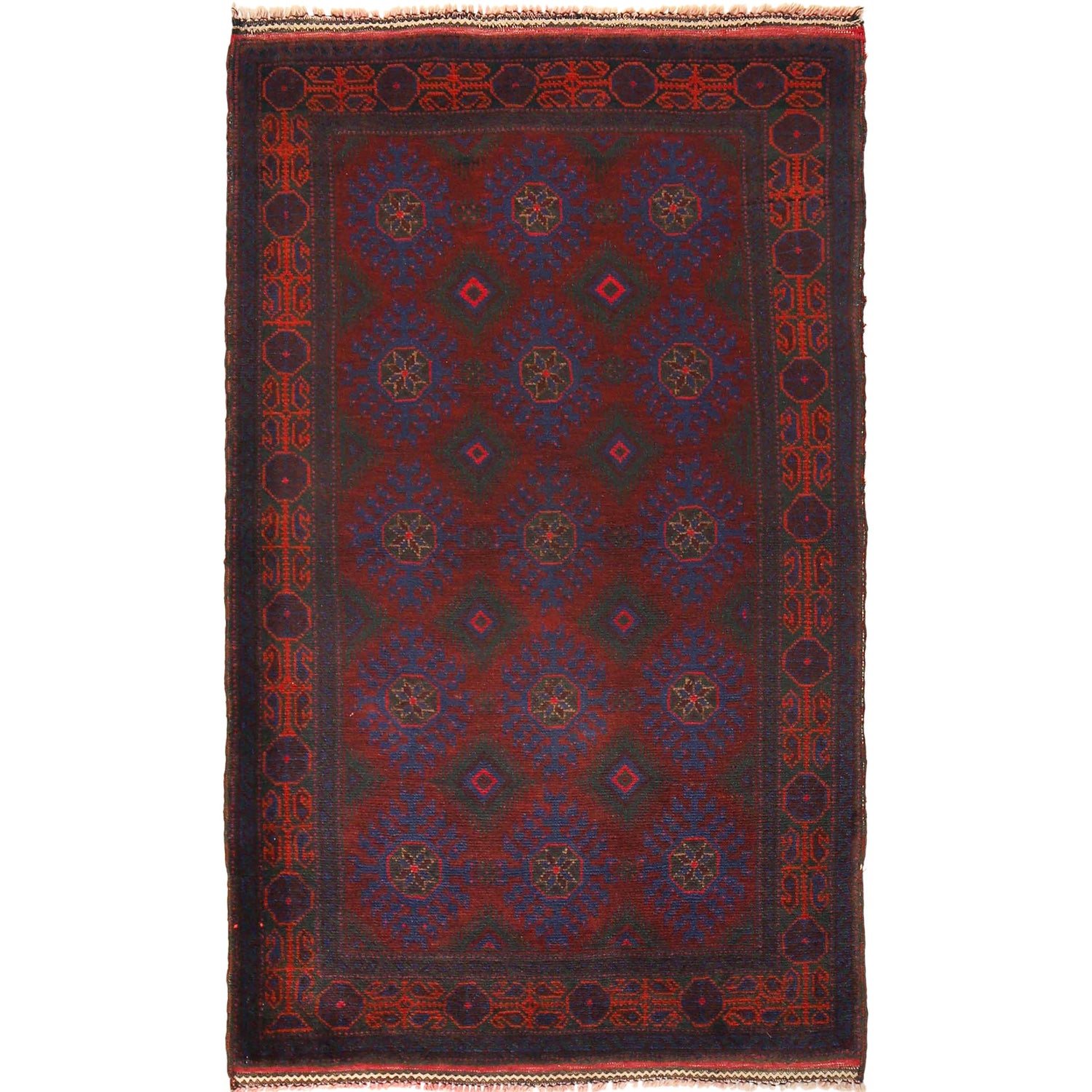 Baluchi Rug Handmade Multi Geometric 3x5 ft