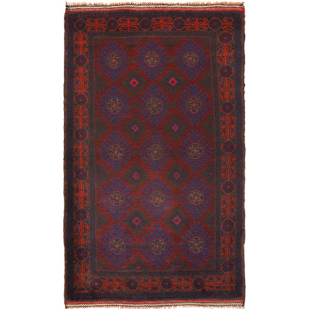 Baluchi Rug Handmade Multi Geometric 3x5 ft