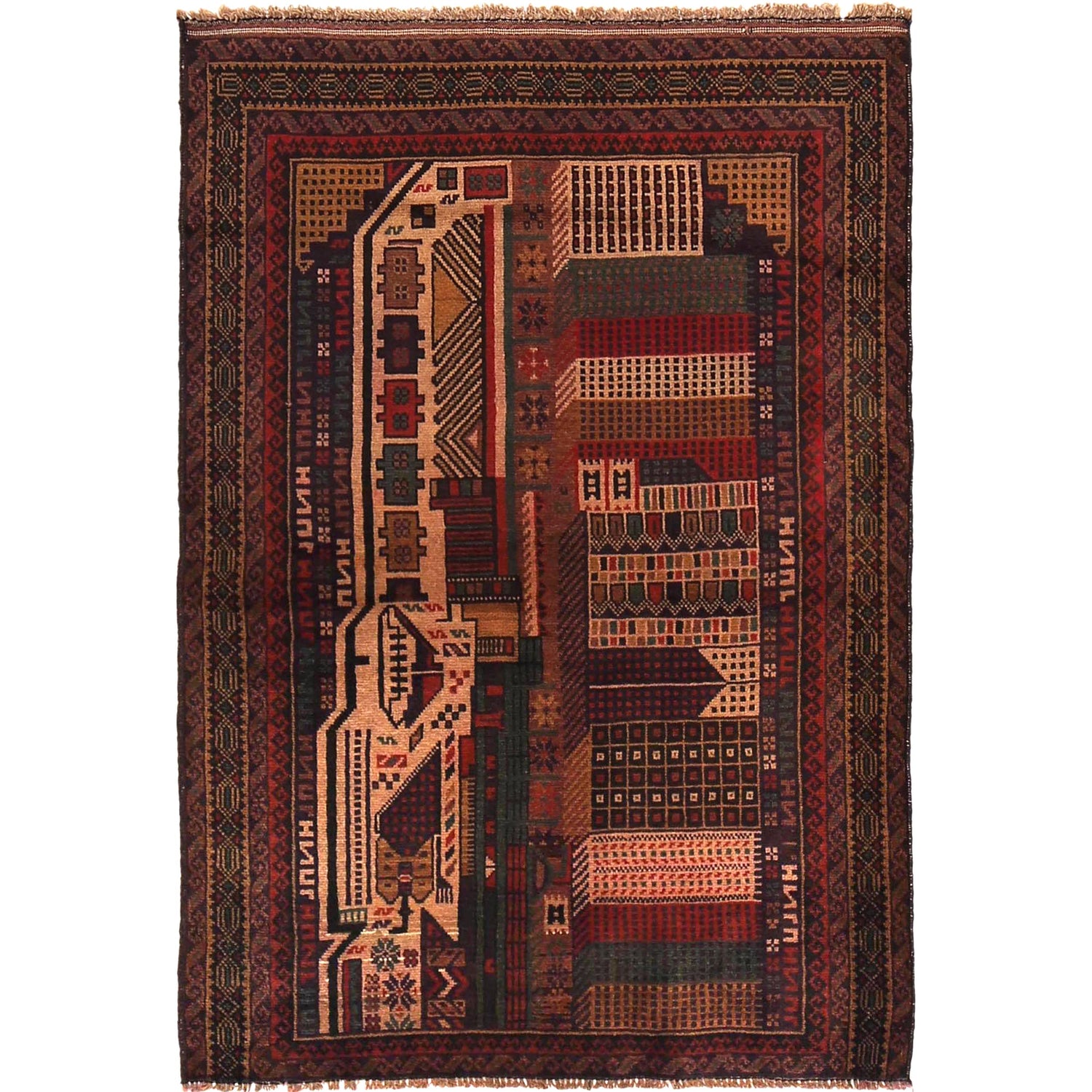 Pictorial Rug Handmade Multi Design