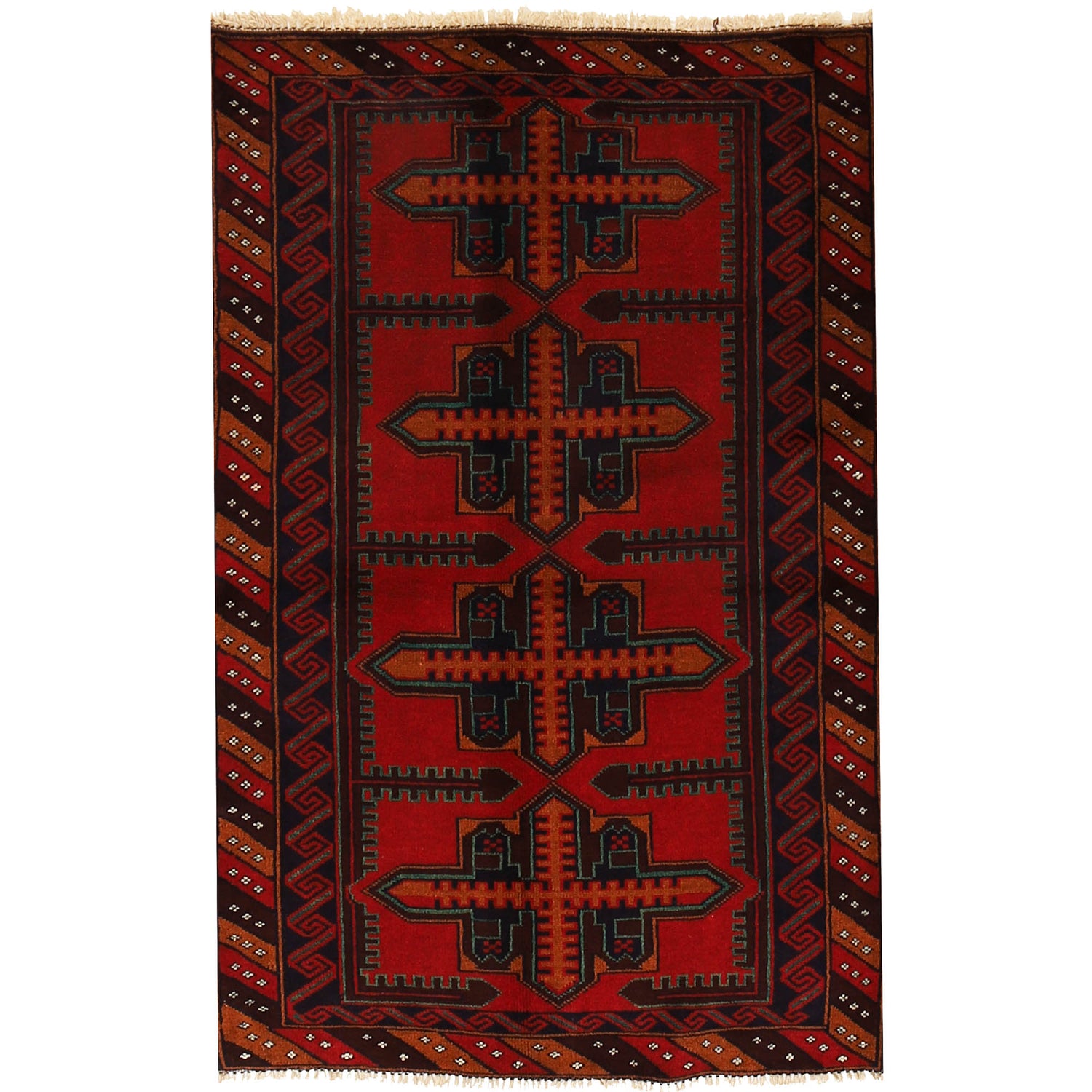 Baluchi Rug Handmade Multi Geometric 3x5 ft
