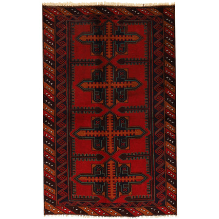 Baluchi Rug Handmade Multi Geometric 3x5 ft
