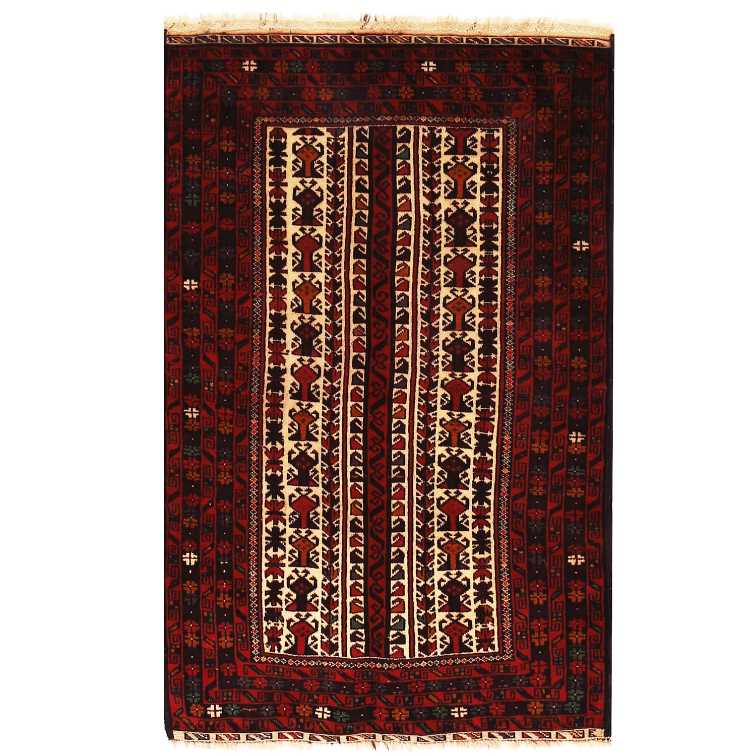 Baluchi Rug Handmade Multi Geometric 3x5 ft